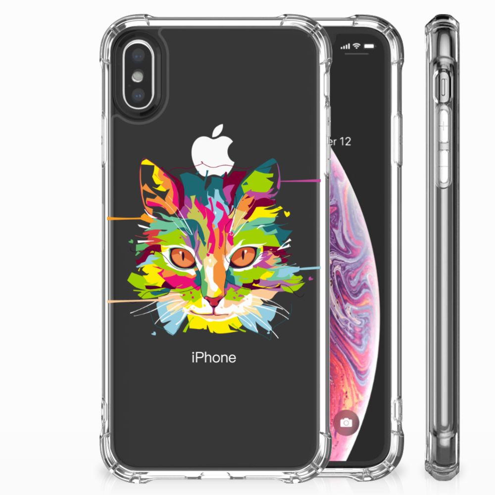 Apple iPhone X | Xs Stevig Bumper Hoesje Cat Color