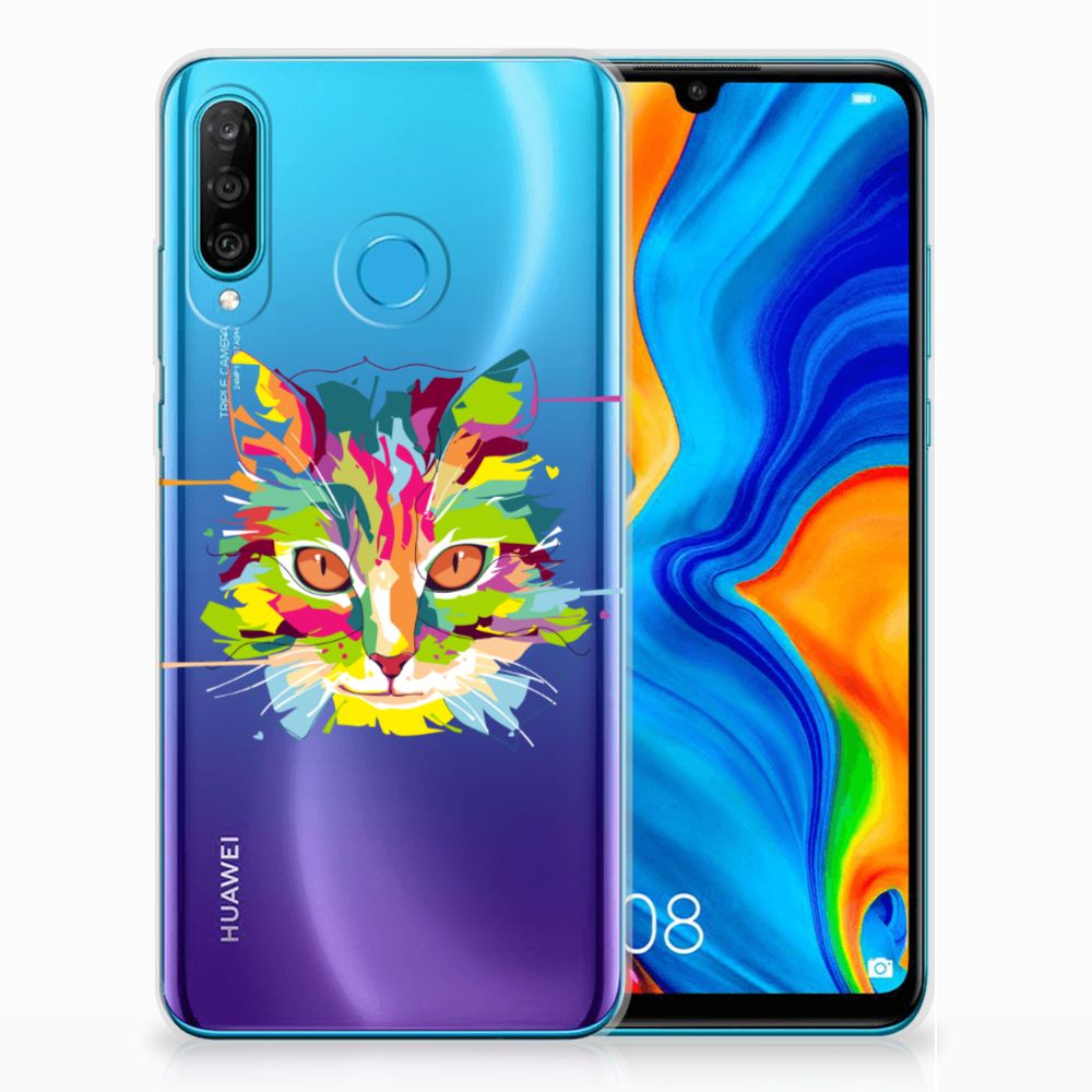 Huawei P30 Lite Telefoonhoesje met Naam Cat Color