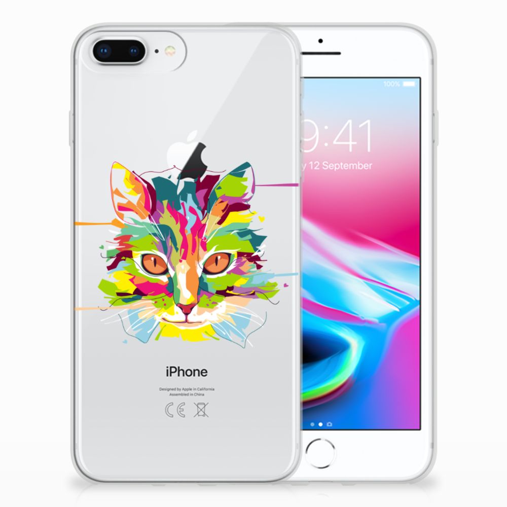 Apple iPhone 7 Plus | 8 Plus Telefoonhoesje met Naam Cat Color