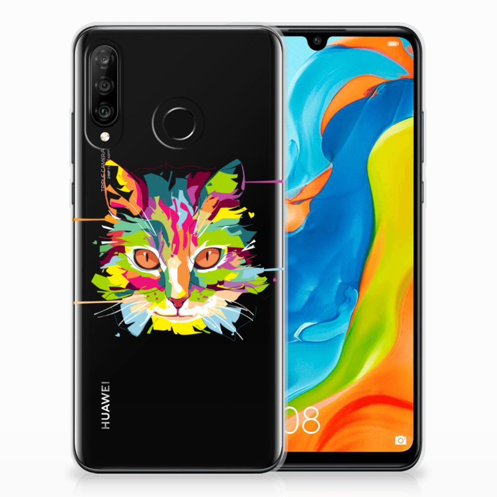 Huawei P30 Lite Telefoonhoesje met Naam Cat Color