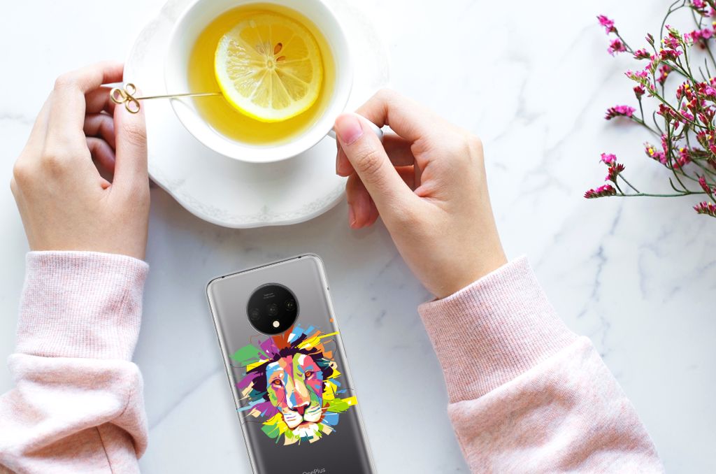 OnePlus 7T Telefoonhoesje met Naam Lion Color