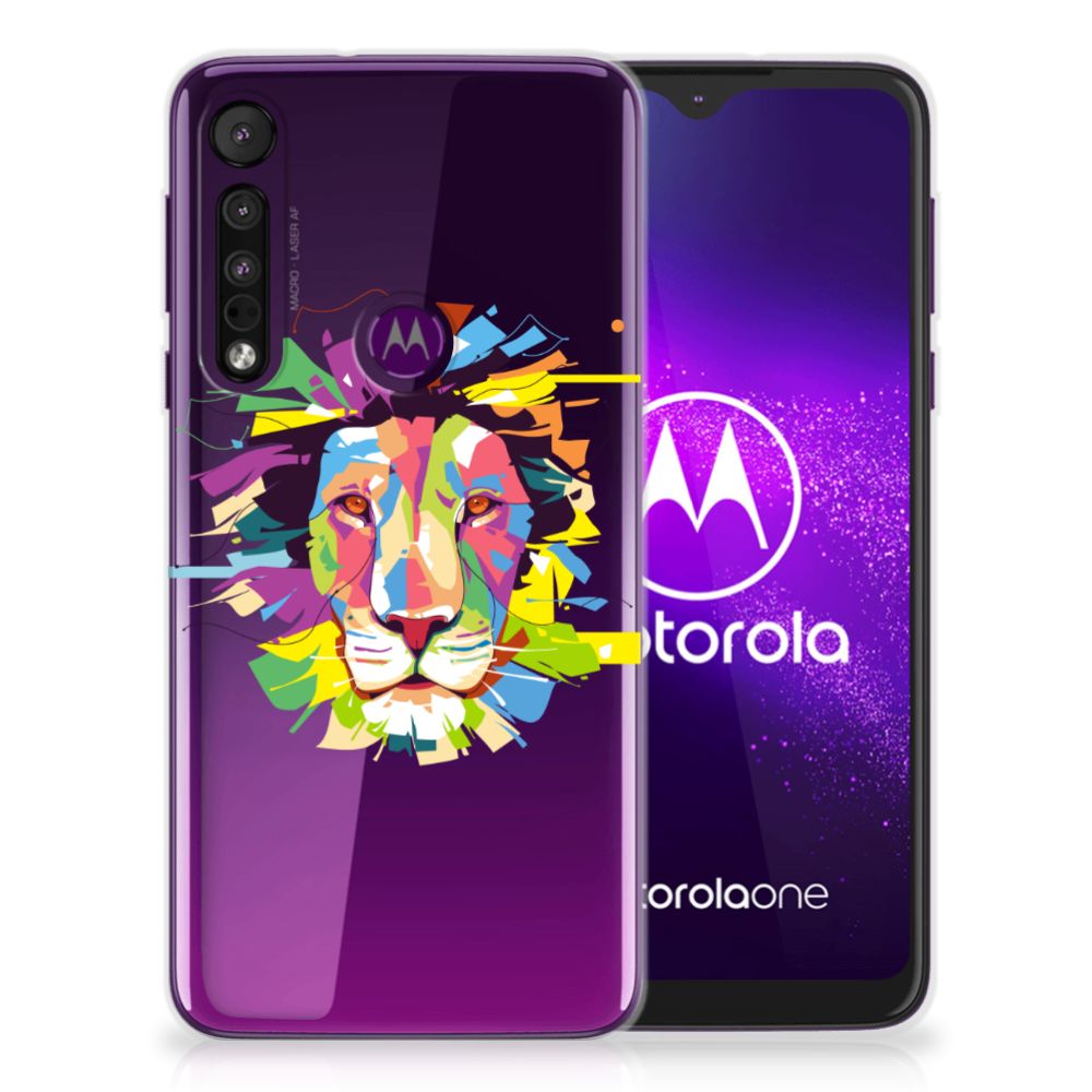 Motorola One Macro Telefoonhoesje met Naam Lion Color