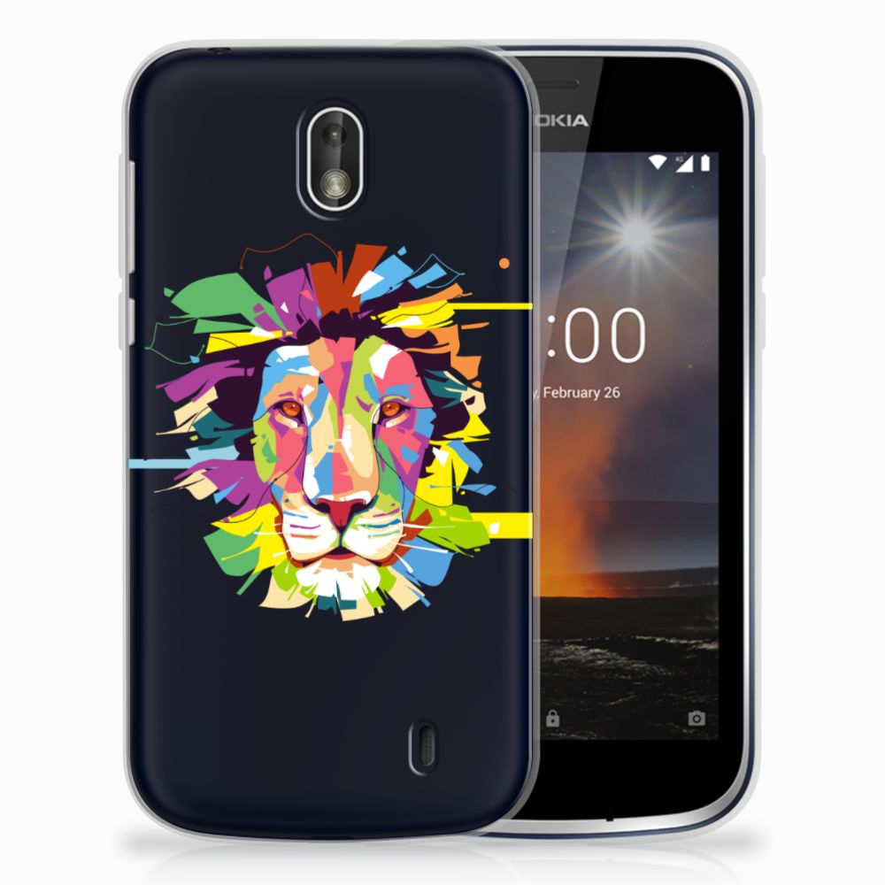 Nokia 1 Telefoonhoesje met Naam Lion Color