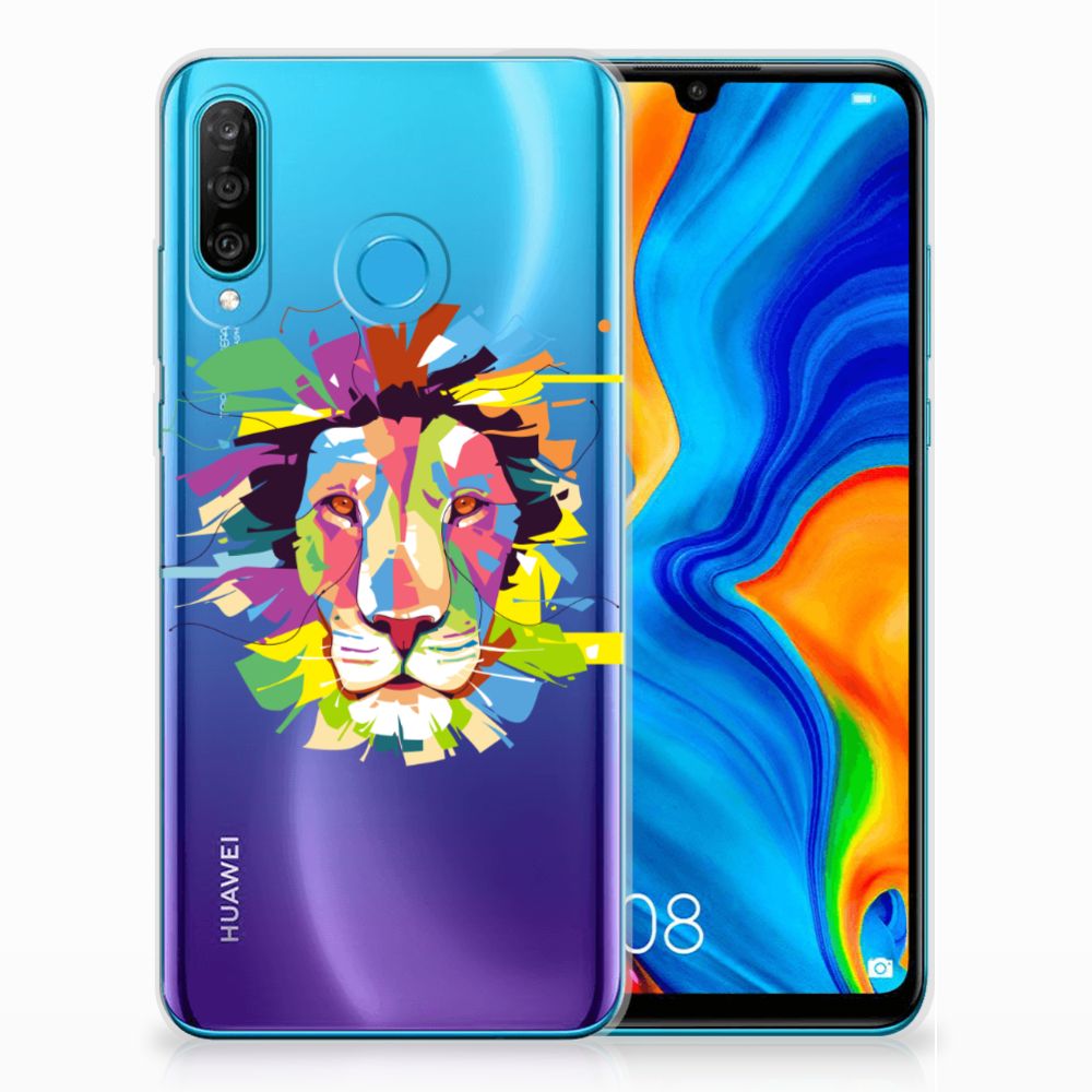 Huawei P30 Lite Telefoonhoesje met Naam Lion Color