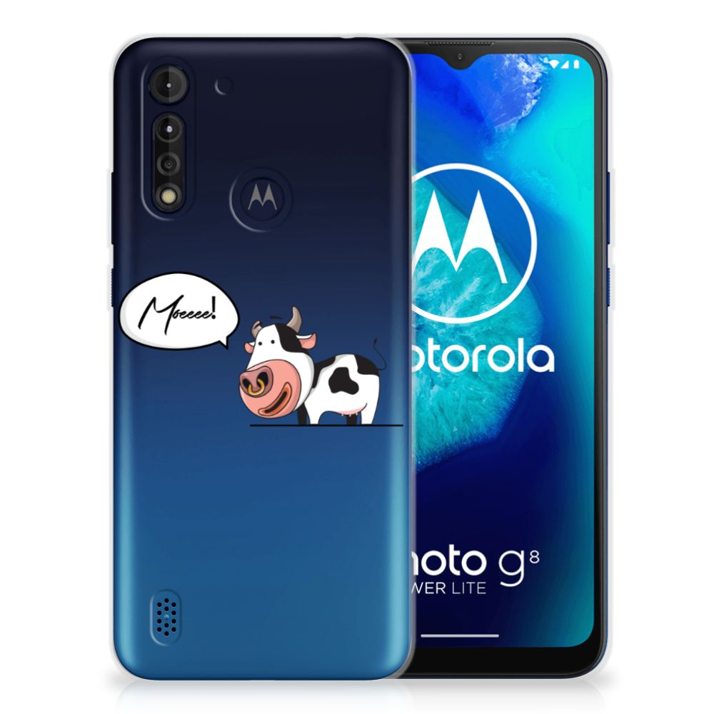 Motorola Moto G8 Power Lite Telefoonhoesje met Naam Cow