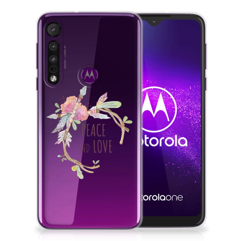 Motorola One Macro Telefoonhoesje met Naam Boho Text