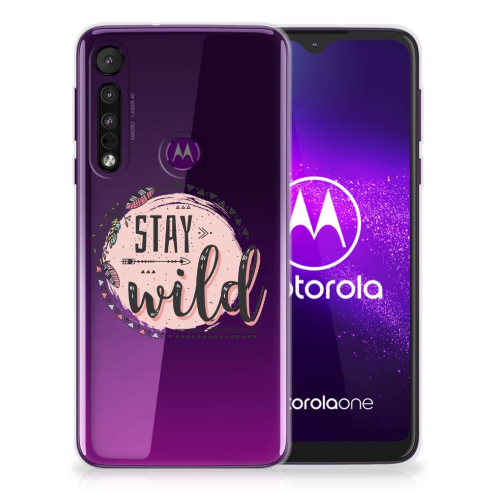 Motorola One Macro Telefoonhoesje met Naam Boho Stay Wild