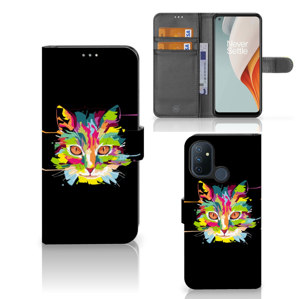 OnePlus Nord N100 Leuk Hoesje Cat Color