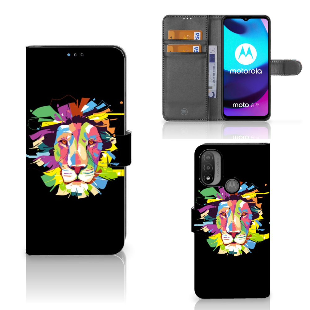 Motorola Moto E20 | E30 | E40 Leuk Hoesje Lion Color