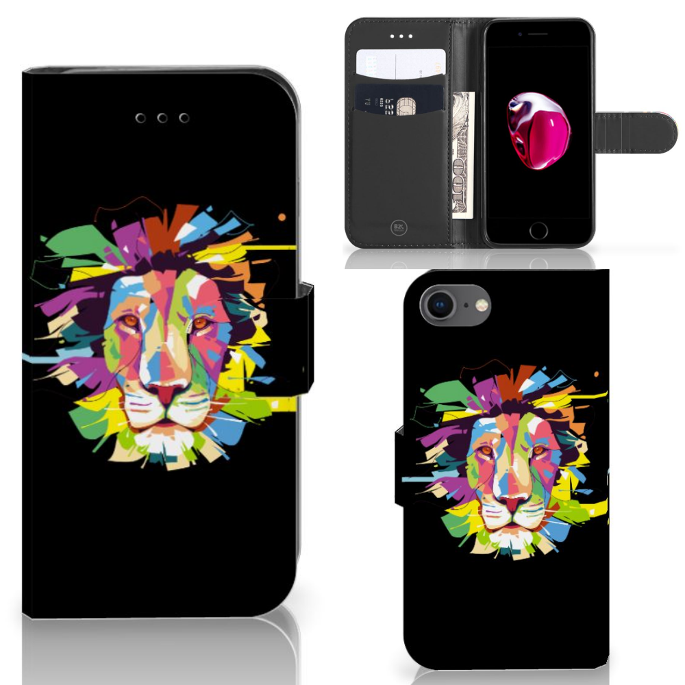 Apple iPhone 7 | 8 Uniek Boekhoesje Lion Color