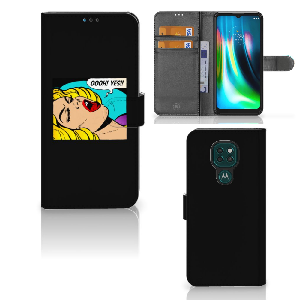 Motorola Moto G9 Play | E7 Plus Wallet Case met Pasjes Popart Oh Yes