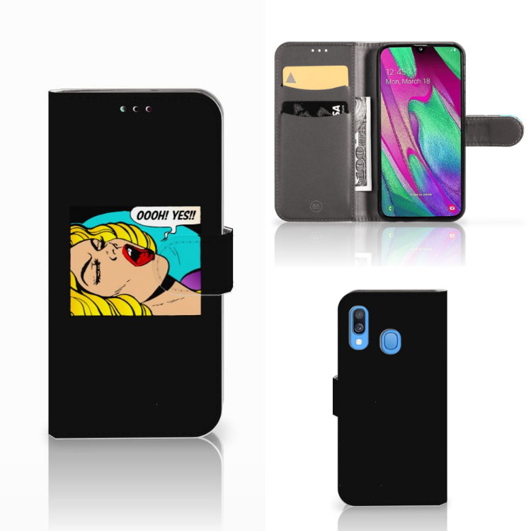 Samsung Galaxy A40 Wallet Case met Pasjes Popart Oh Yes