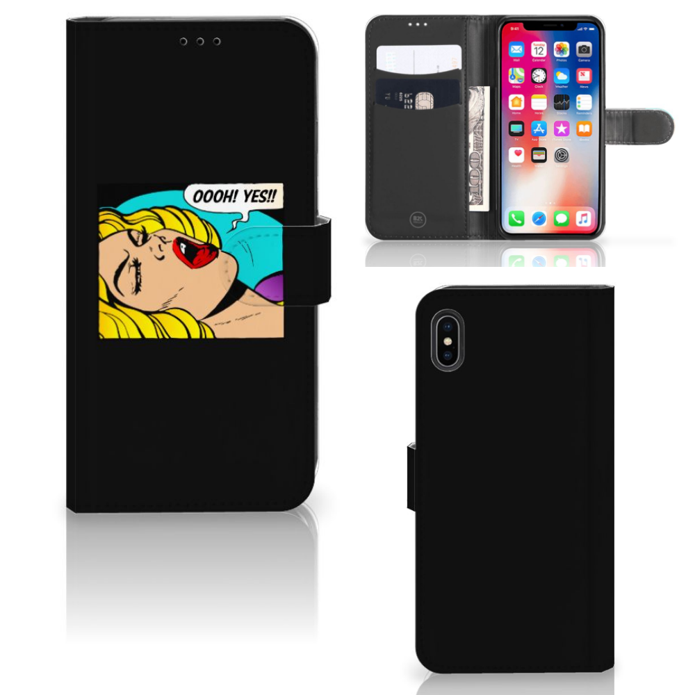 Apple iPhone Xs Max Wallet Case met Pasjes Popart Oh Yes