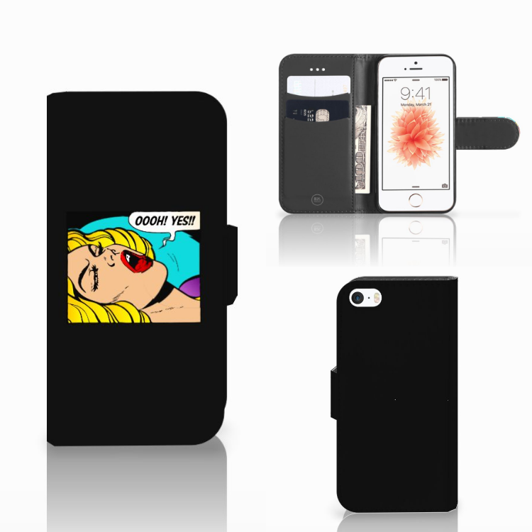 Apple iPhone 5 | 5s | SE Wallet Case met Pasjes Popart Oh Yes