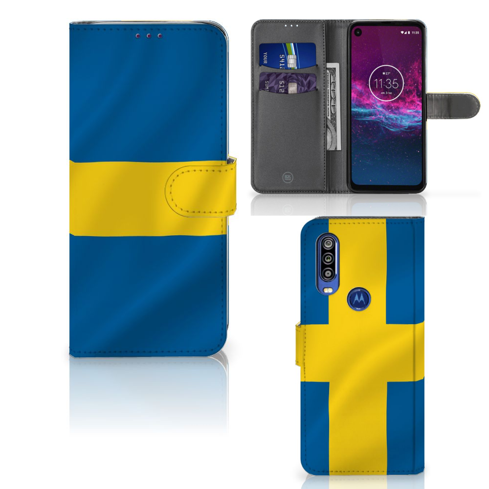 Motorola One Action Bookstyle Case Zweden