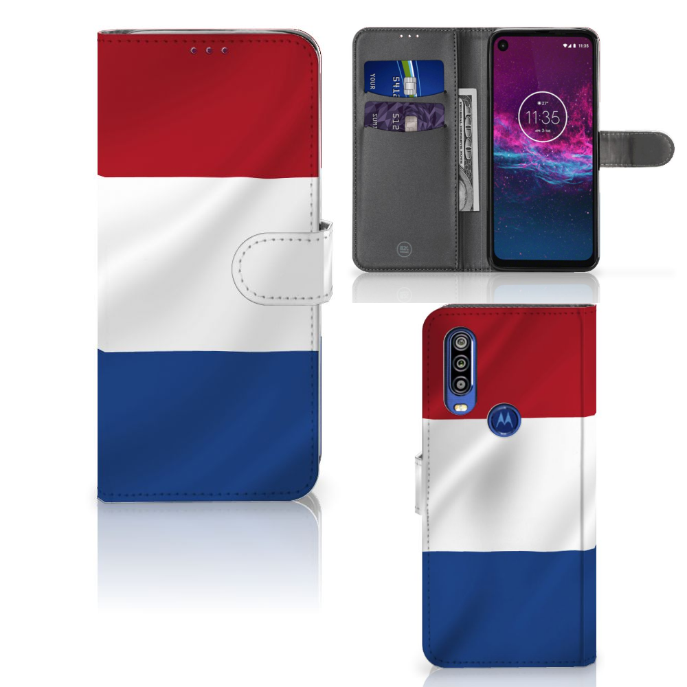 Motorola One Action Bookstyle Case Nederlandse Vlag