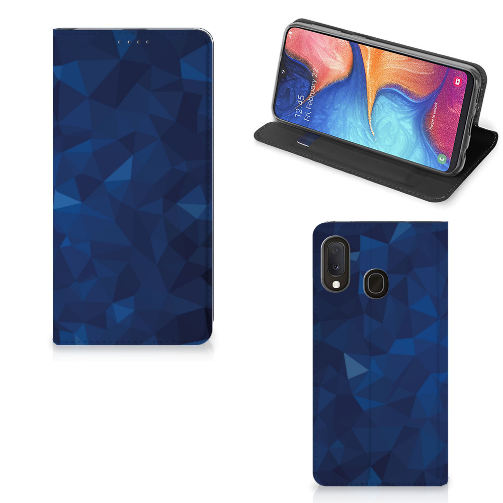 Stand Case voor Samsung Galaxy A20e Polygon Blue