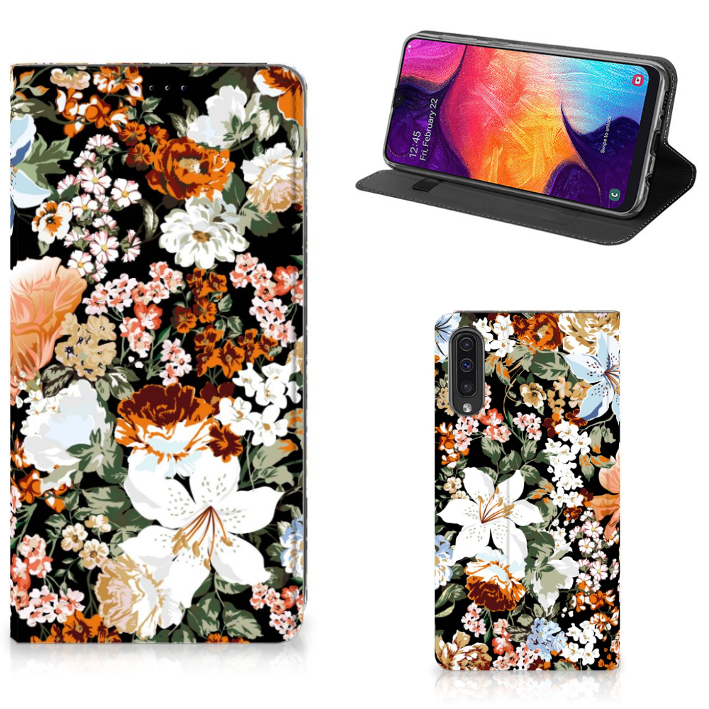 Smart Cover voor Samsung Galaxy A50 Dark Flowers