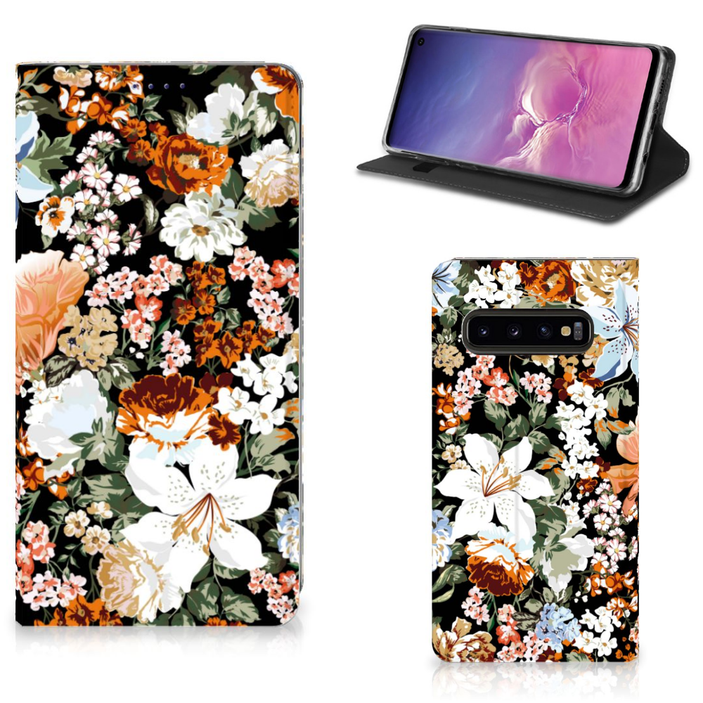 Smart Cover voor Samsung Galaxy S10 Dark Flowers