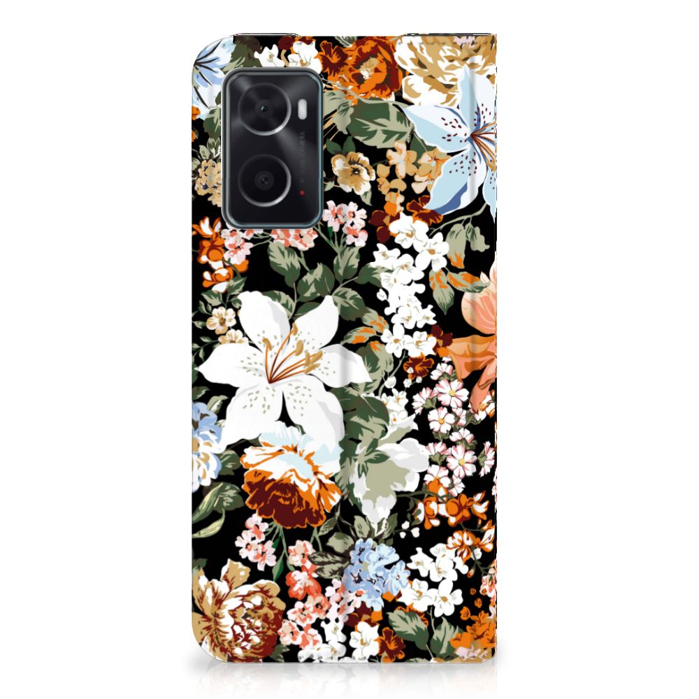Smart Cover voor OPPO A96 | A76 Dark Flowers
