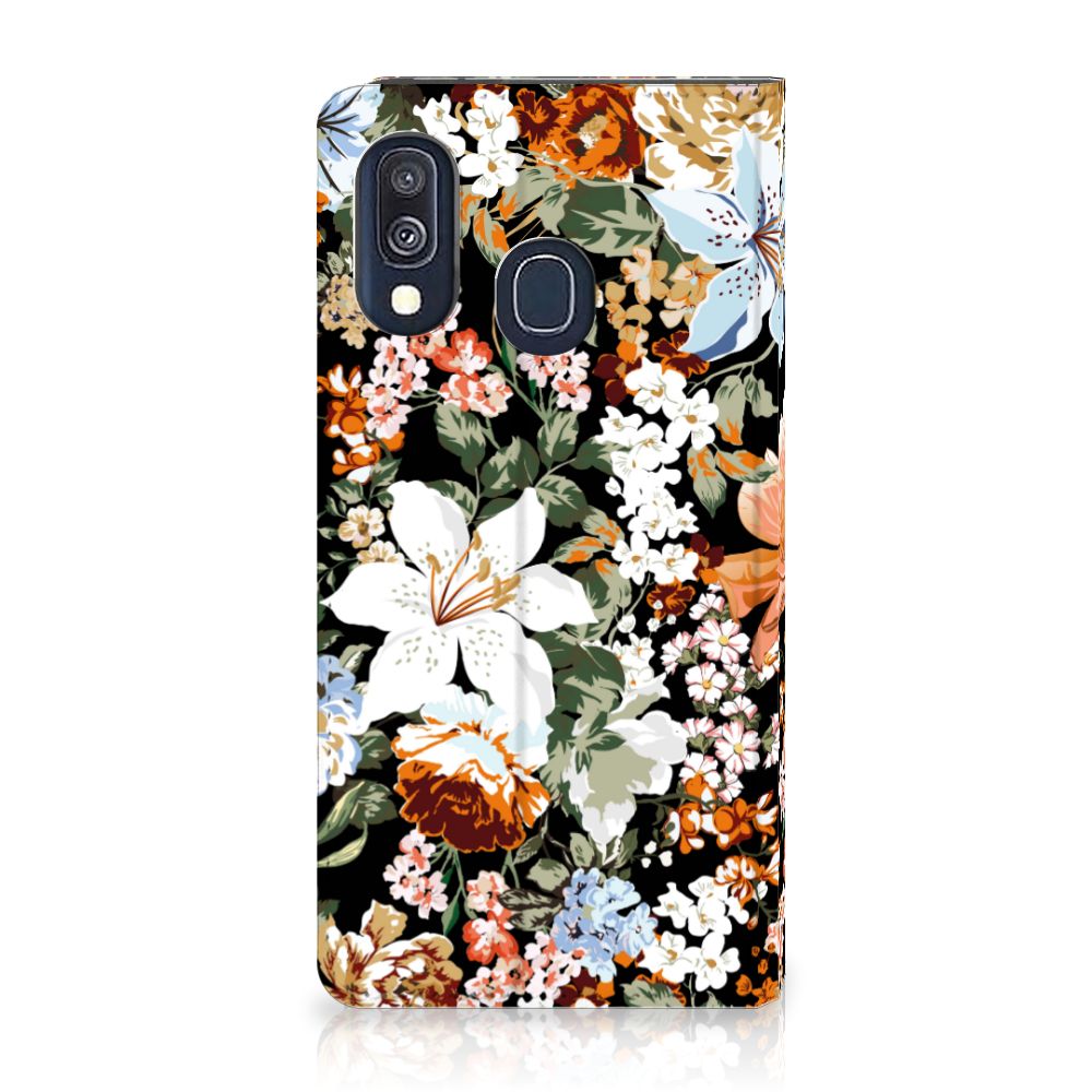 Smart Cover voor Samsung Galaxy A40 Dark Flowers