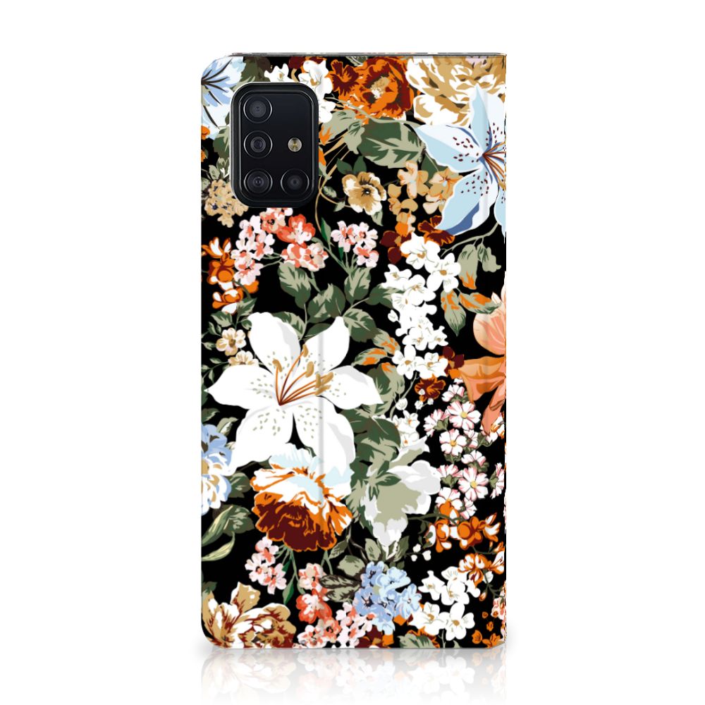 Smart Cover voor Samsung Galaxy A51 Dark Flowers
