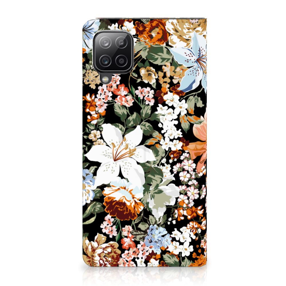 Smart Cover voor Samsung Galaxy A12 Dark Flowers