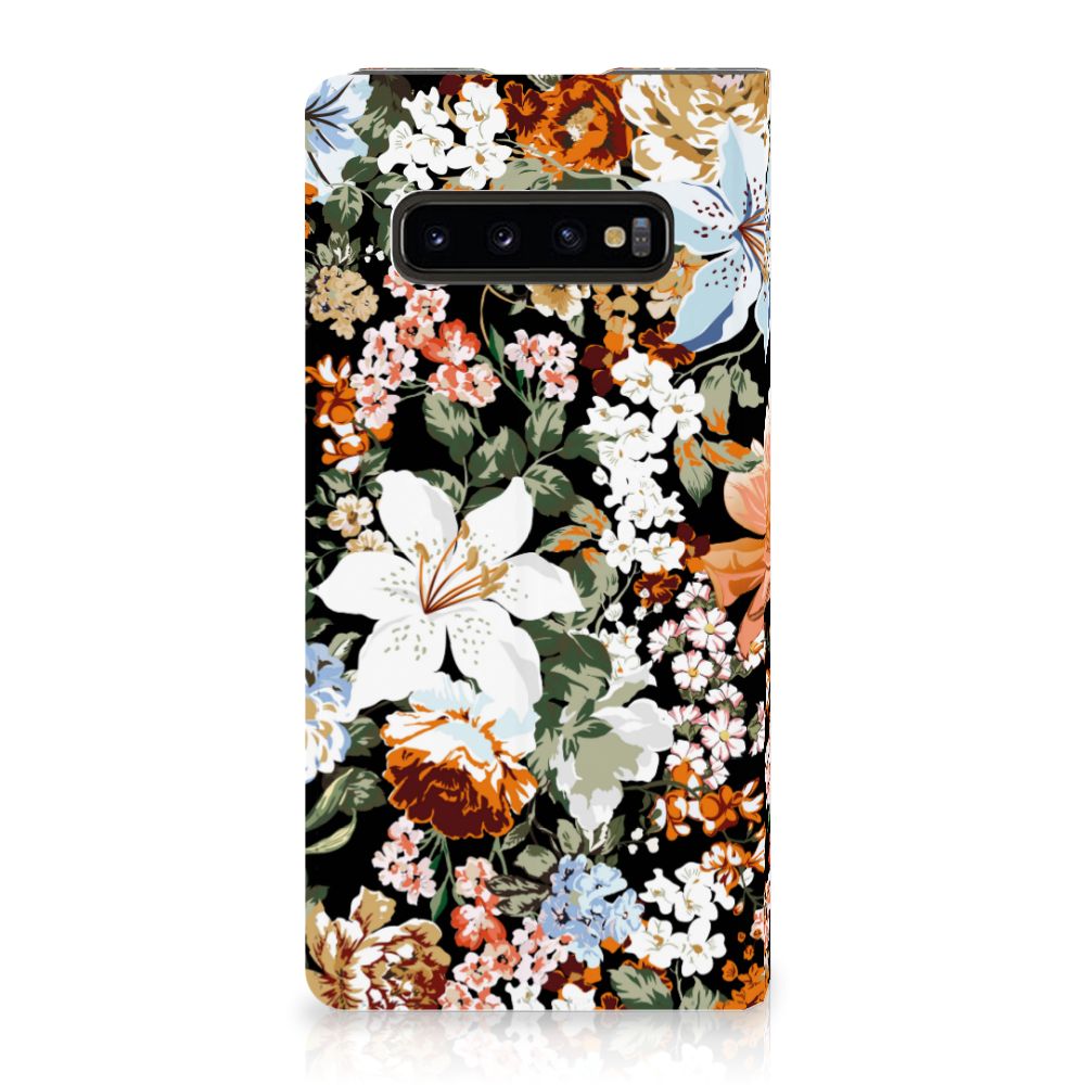 Smart Cover voor Samsung Galaxy S10 Plus Dark Flowers