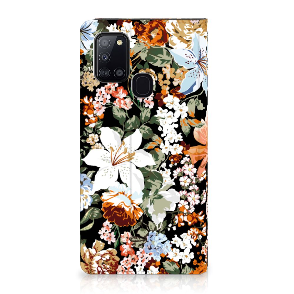 Smart Cover voor Samsung Galaxy A21s Dark Flowers