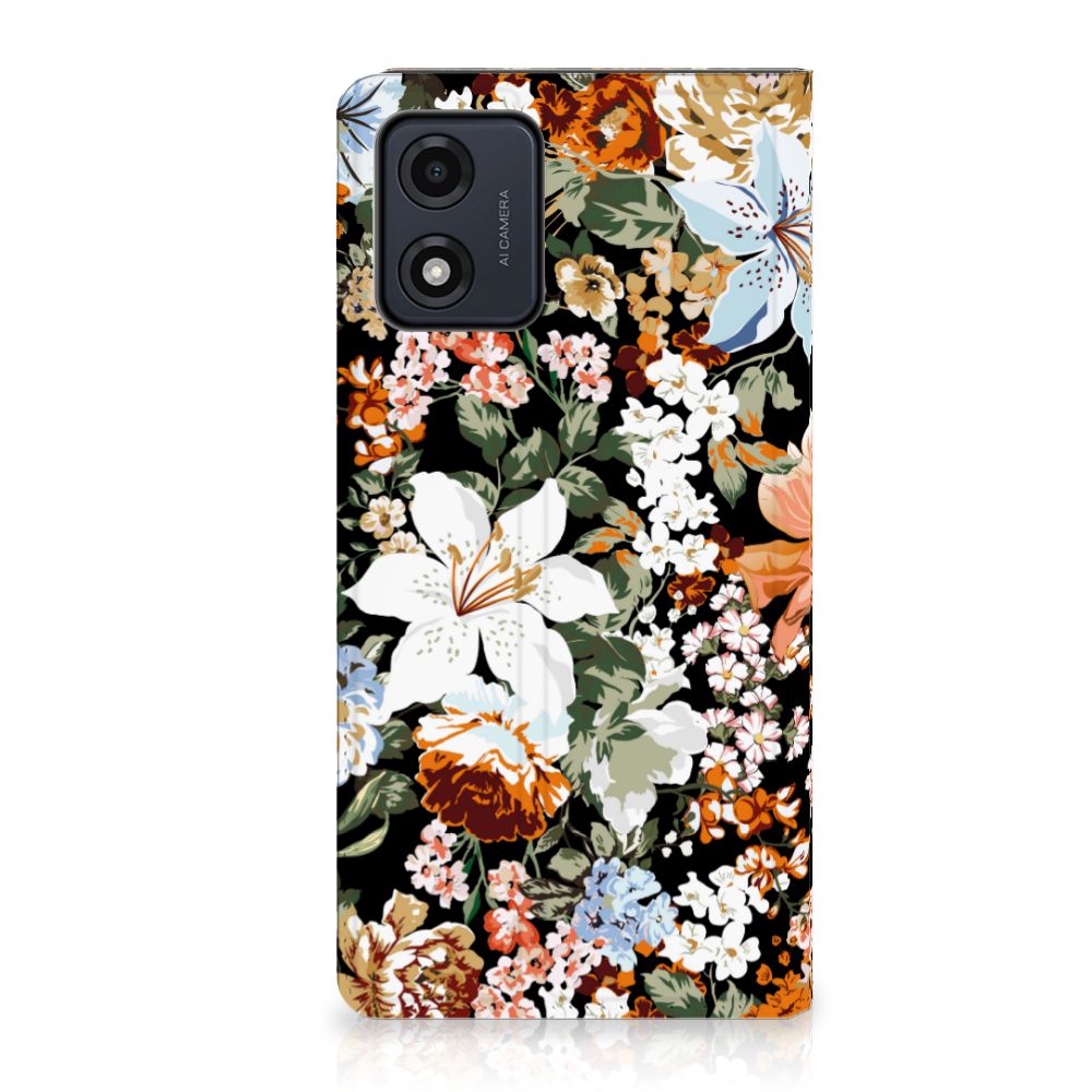 Smart Cover voor Motorola Moto E13 4G Dark Flowers