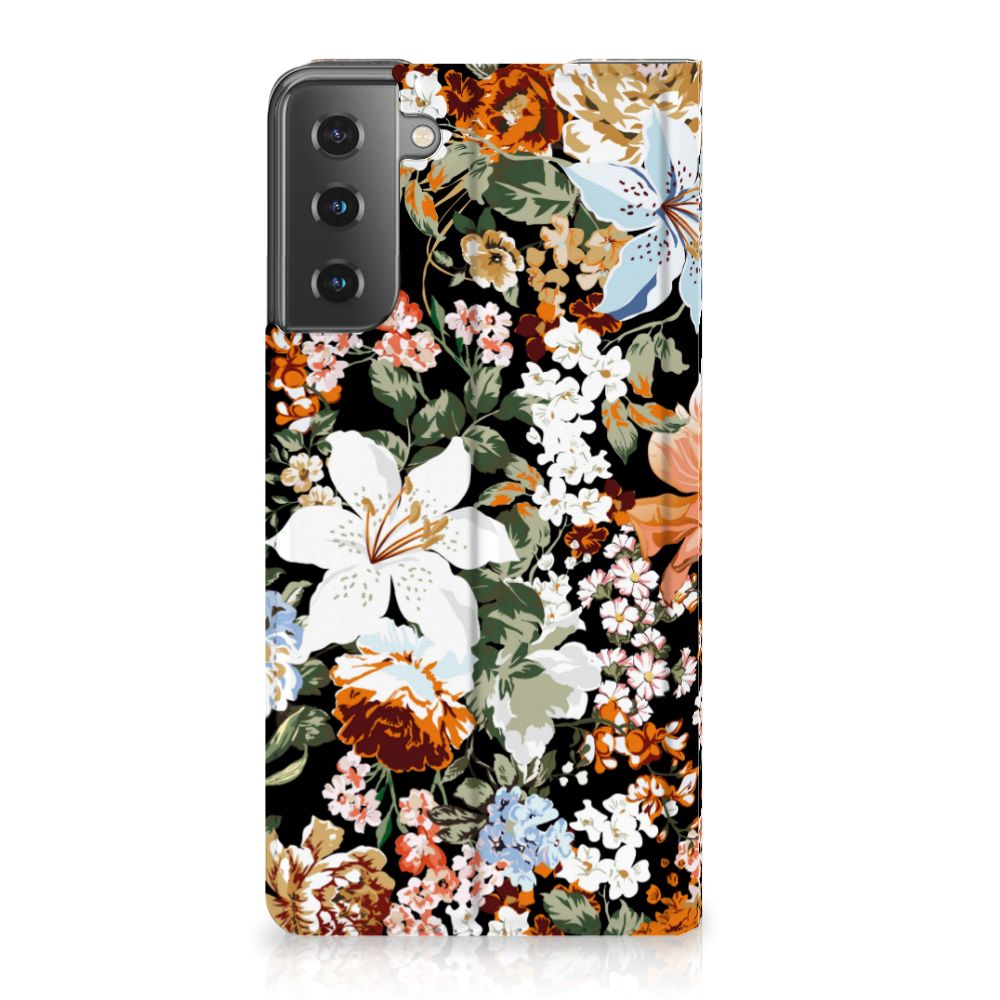 Smart Cover voor Samsung Galaxy S21 Plus Dark Flowers