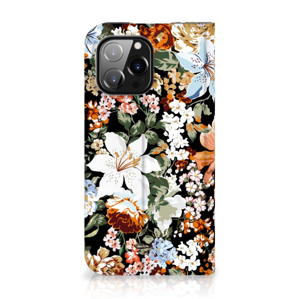 Smart Cover voor iPhone 14 Pro Max Dark Flowers