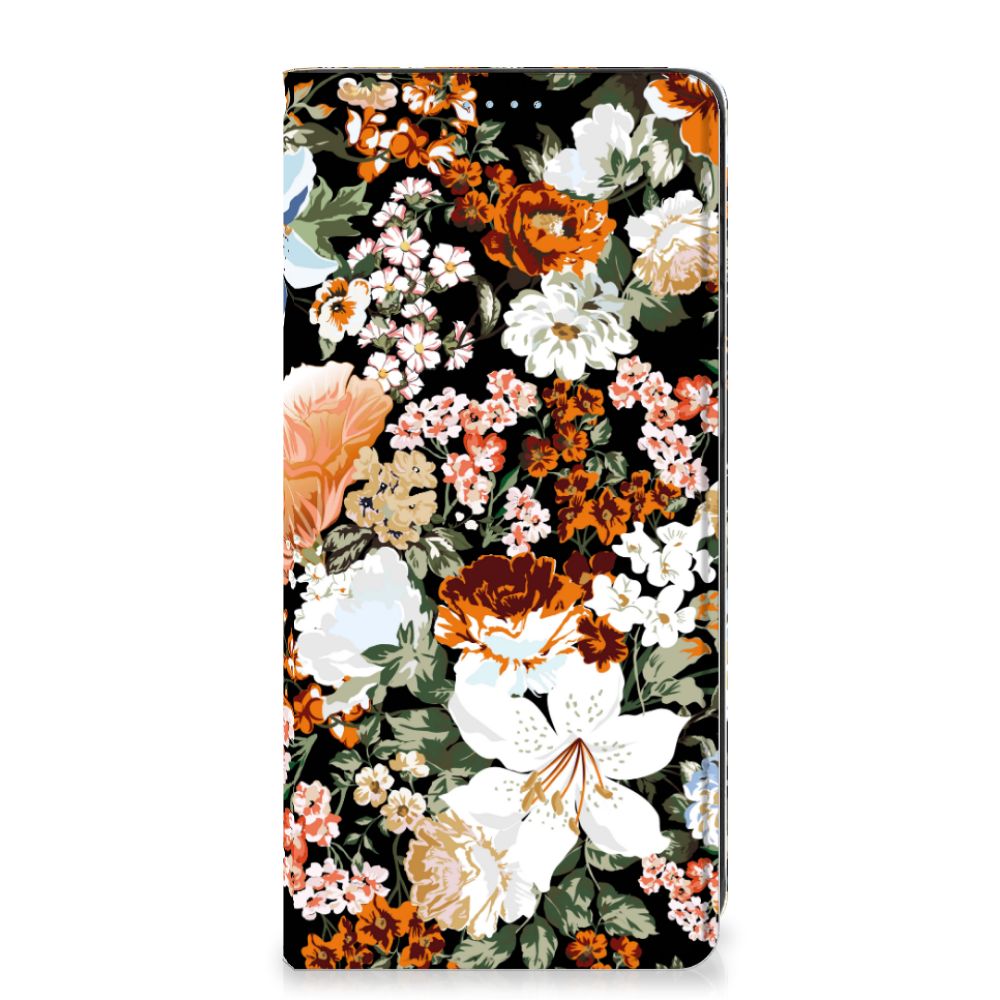 Smart Cover voor Samsung Galaxy A21s Dark Flowers