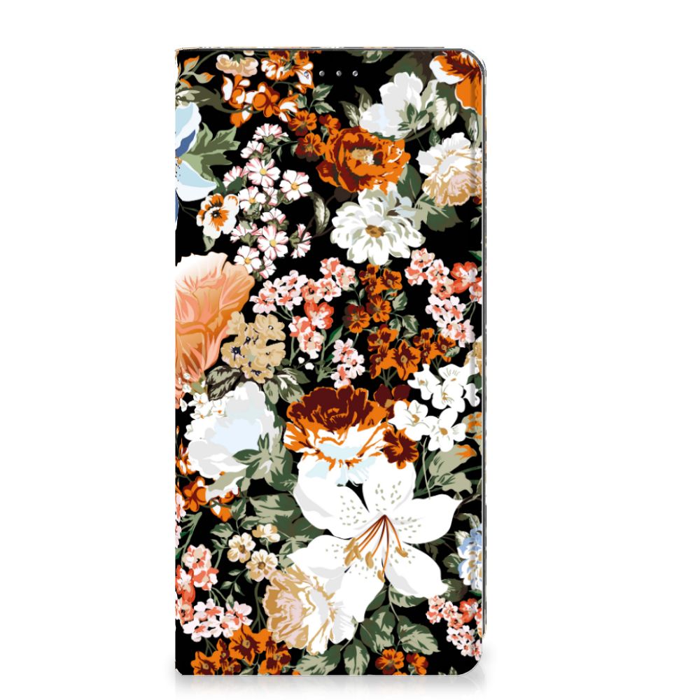 Smart Cover voor OPPO A57 | A57s | A77 4G Dark Flowers