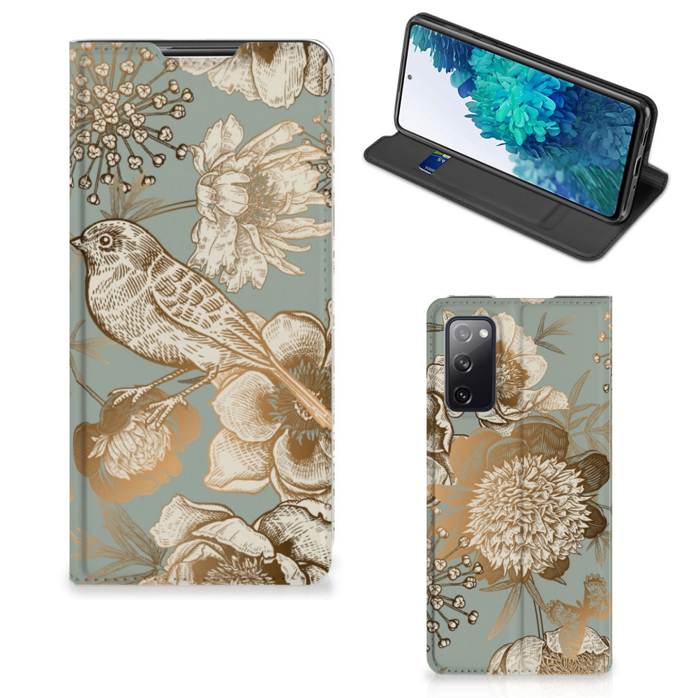 Smart Cover voor Samsung Galaxy S20 FE Vintage Bird Flowers