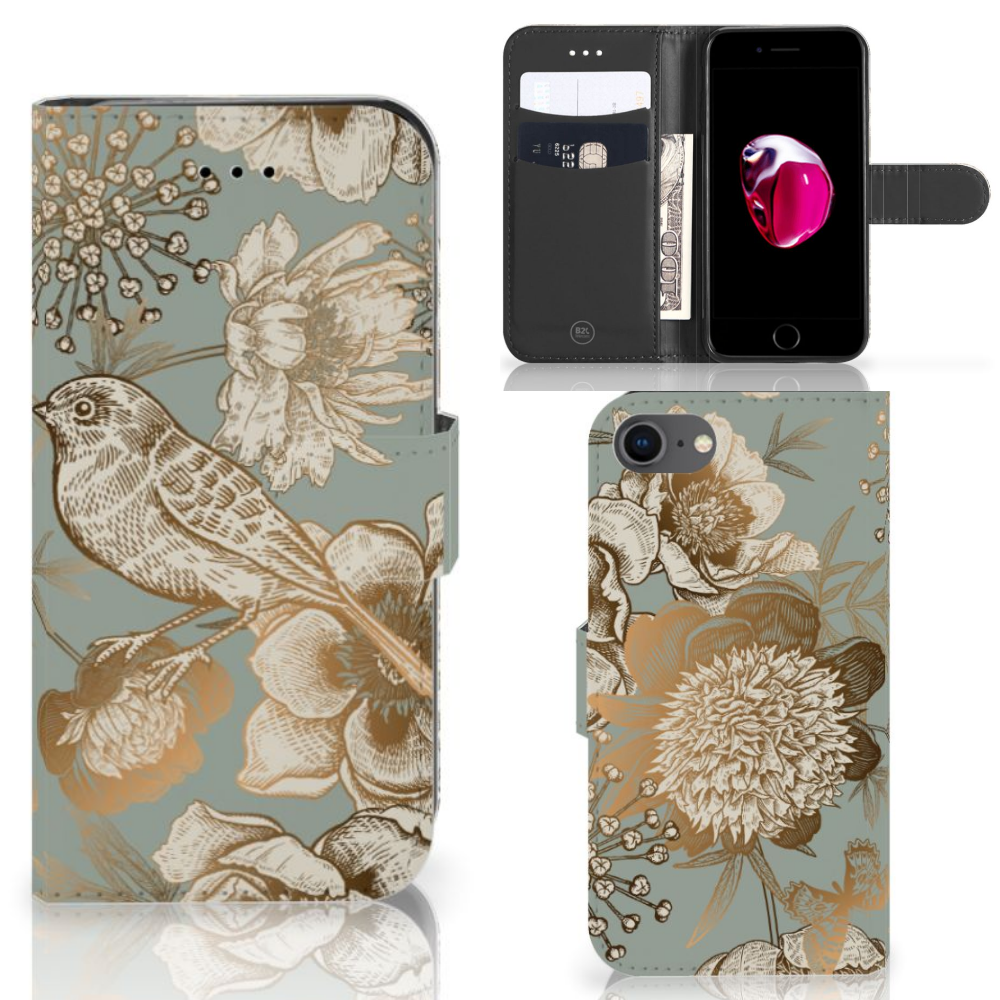 Hoesje voor iPhone 7 | 8 | SE (2020) | SE (2022) Vintage Bird Flowers