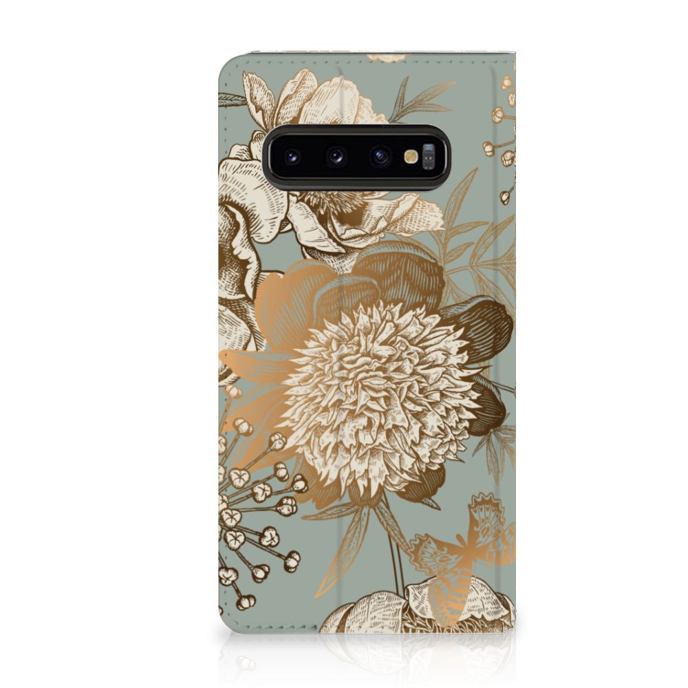 Smart Cover voor Samsung Galaxy S10 Vintage Bird Flowers