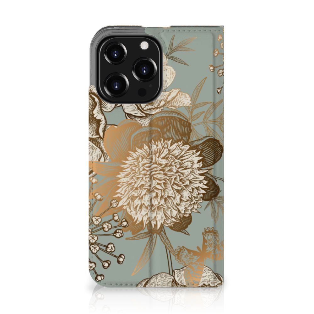 Smart Cover voor iPhone 13 Pro Vintage Bird Flowers