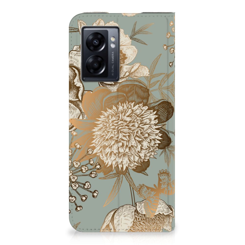 Smart Cover voor OPPO A77 5G | A57 5G Vintage Bird Flowers