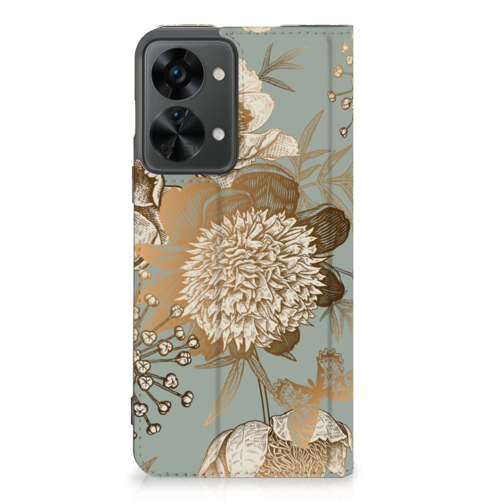 Smart Cover voor OnePlus Nord 2T Vintage Bird Flowers