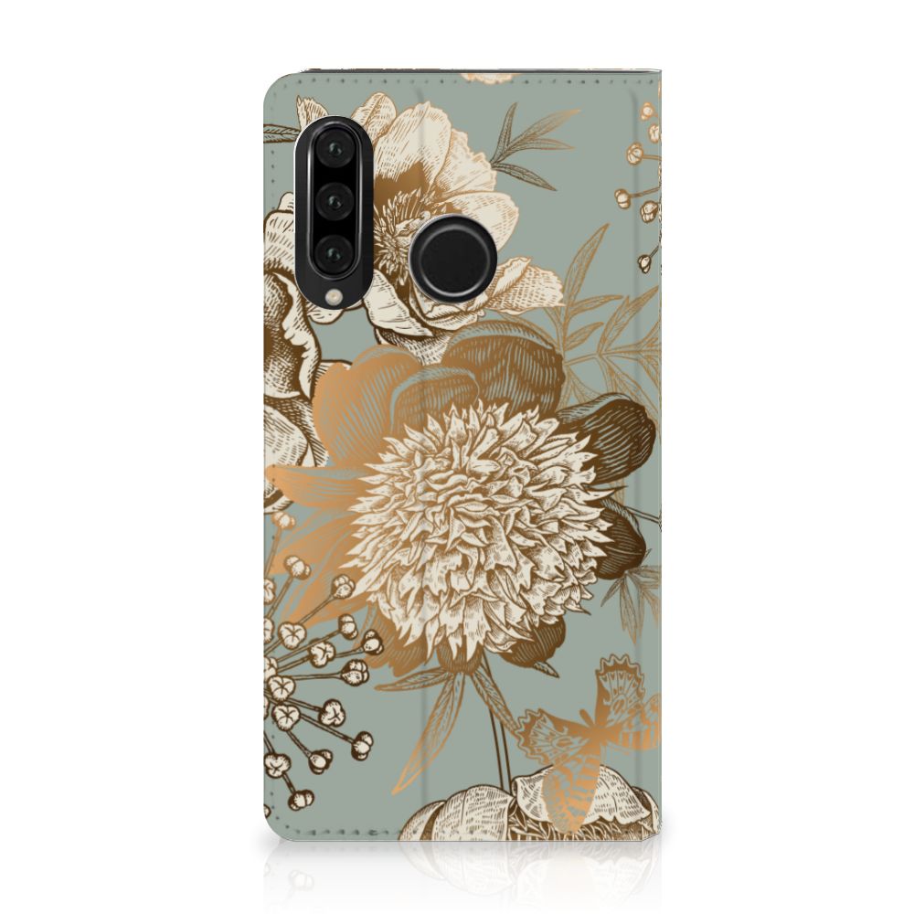 Smart Cover voor Huawei P30 Lite New Edition Vintage Bird Flowers
