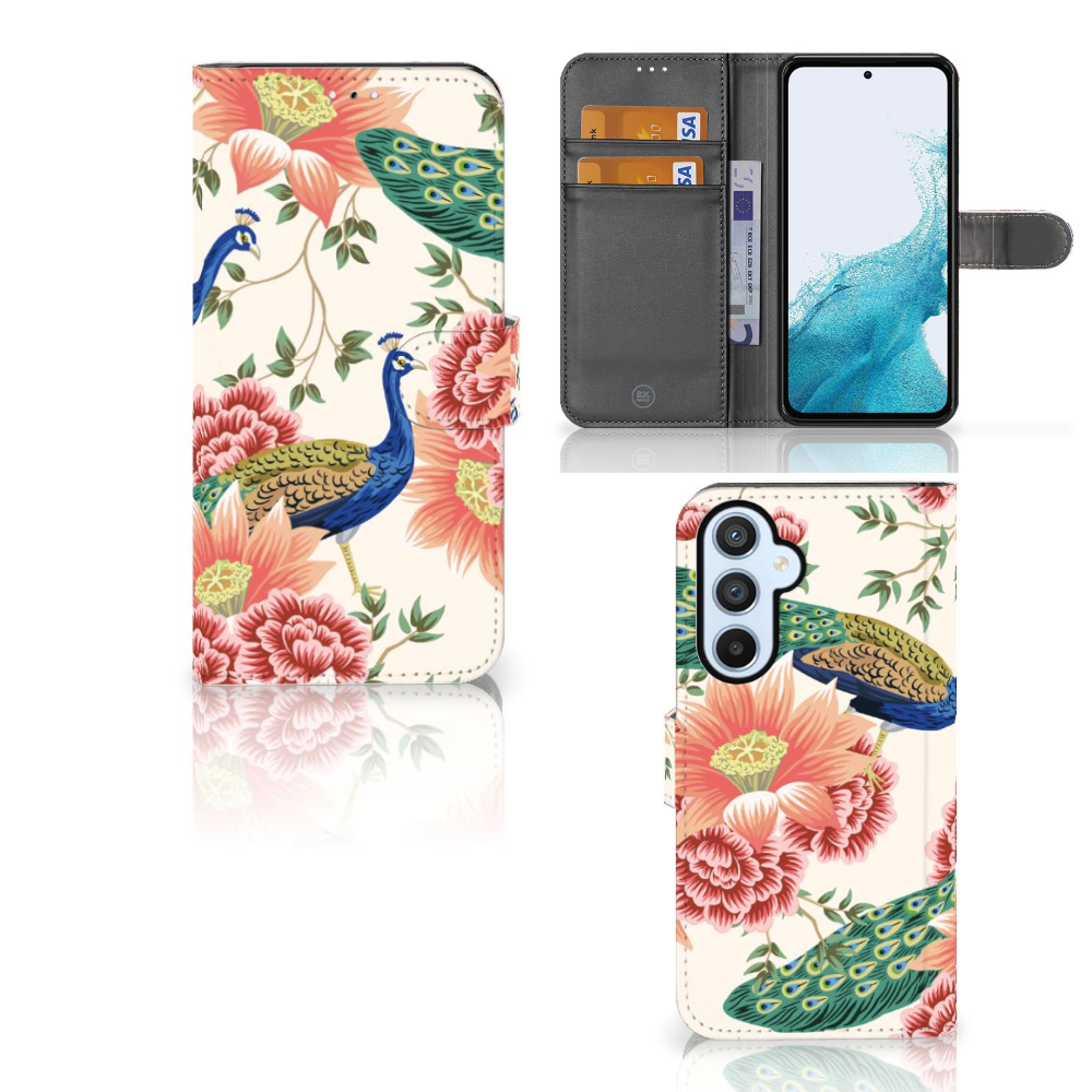Telefoonhoesje met Pasjes voor Samsung Galaxy A54 5G Pink Peacock