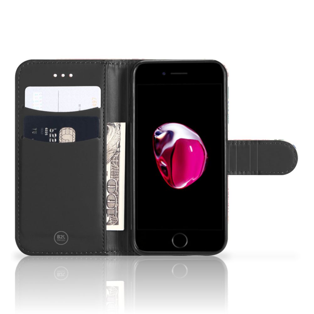 Telefoonhoesje met Pasjes voor iPhone 7 | 8 | SE (2020) | SE (2022) Pink Peacock