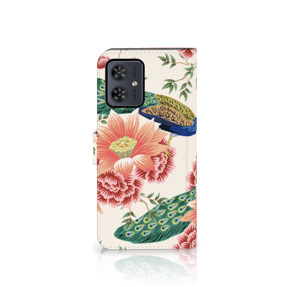 Telefoonhoesje met Pasjes voor Motorola Moto G54 Pink Peacock
