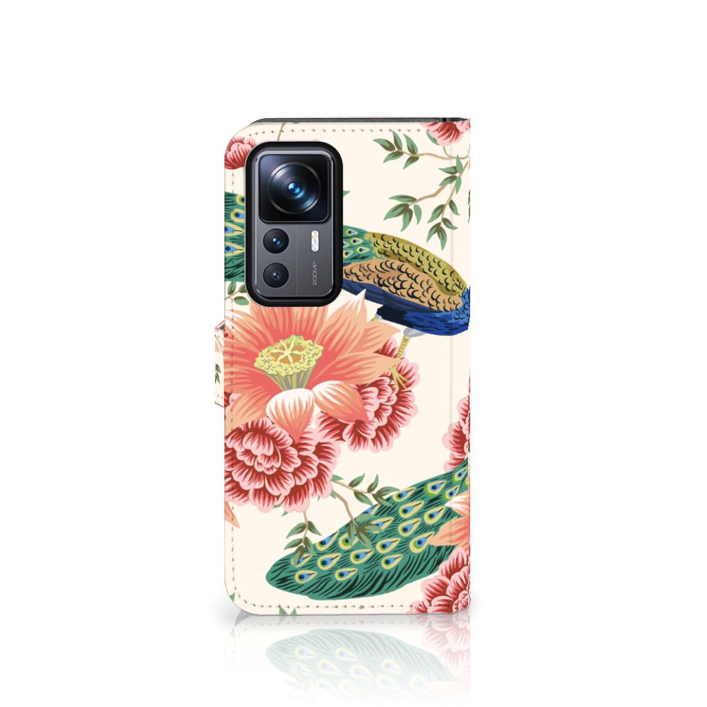 Telefoonhoesje met Pasjes voor Xiaomi 12T | 12T Pro Pink Peacock
