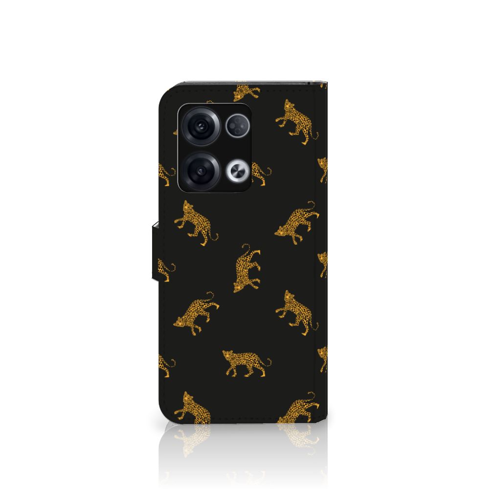 Telefoonhoesje met Pasjes voor OPPO Reno8 Pro Leopards