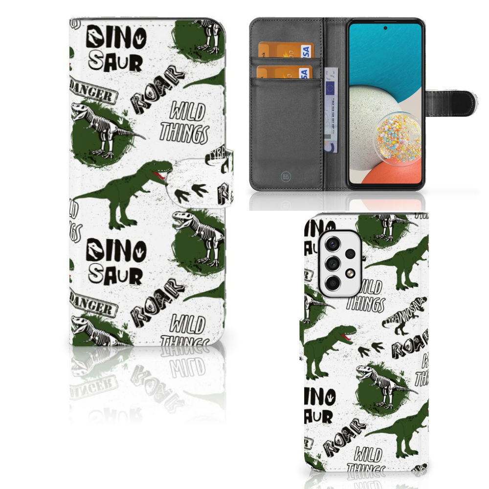 Telefoonhoesje met Pasjes voor Samsung Galaxy A53 Dinosaurus