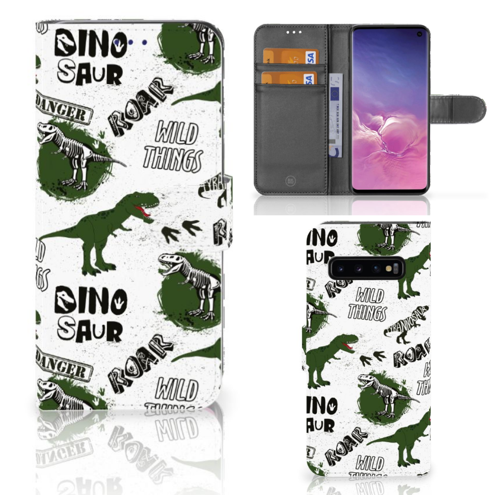 Telefoonhoesje met Pasjes voor Samsung Galaxy S10 Dinosaurus