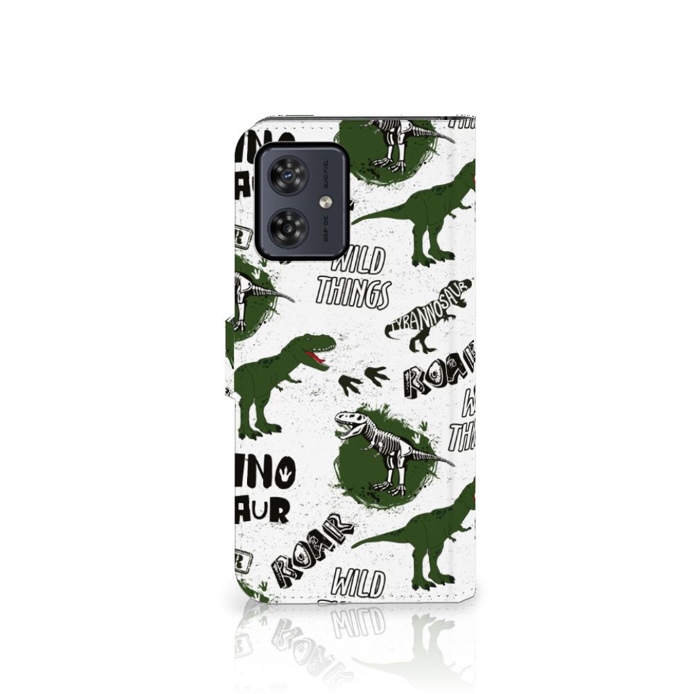 Telefoonhoesje met Pasjes voor Motorola Moto G54 Dinosaurus