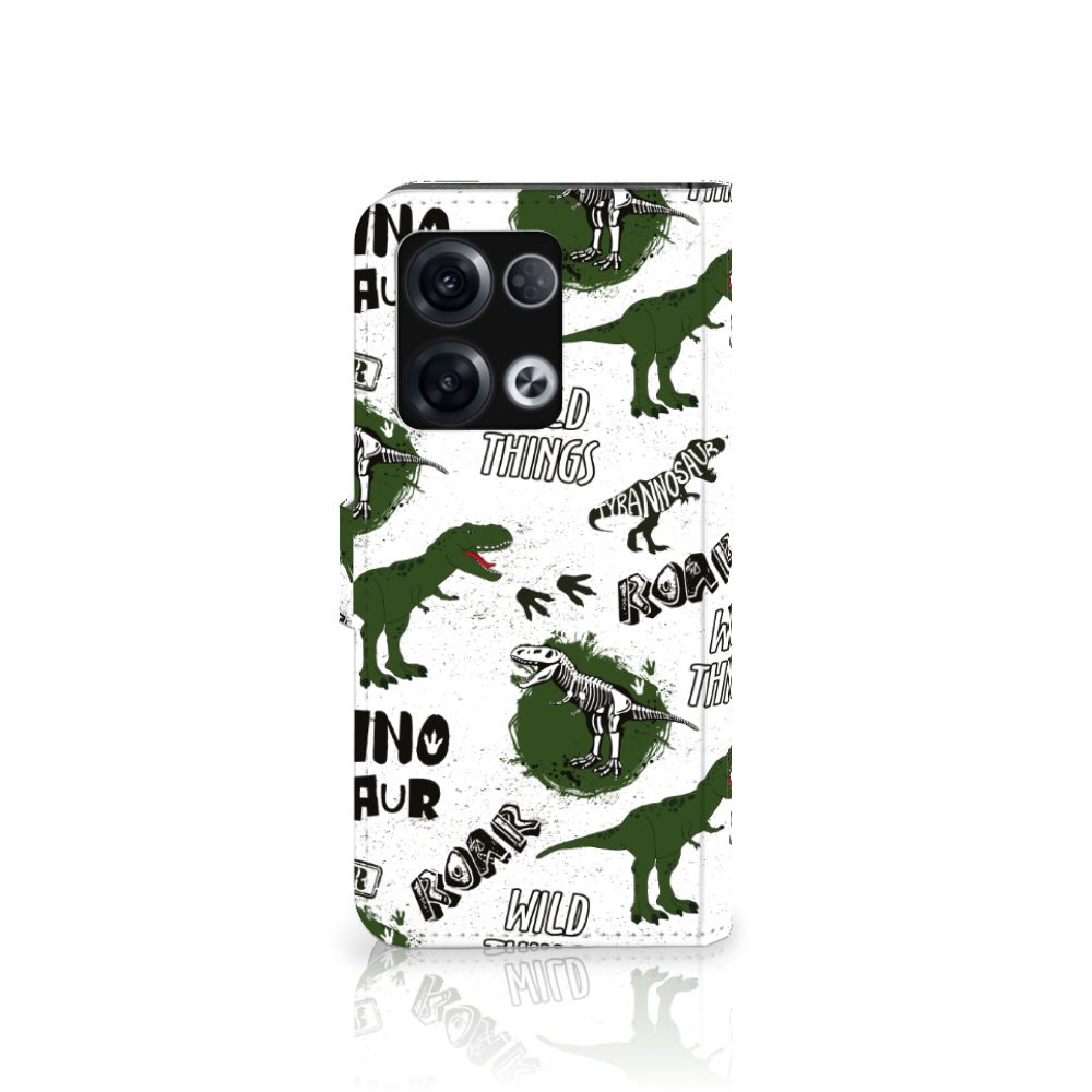 Telefoonhoesje met Pasjes voor OPPO Reno8 Pro Dinosaurus